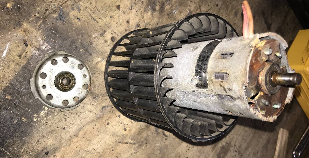Old motor end cap removed