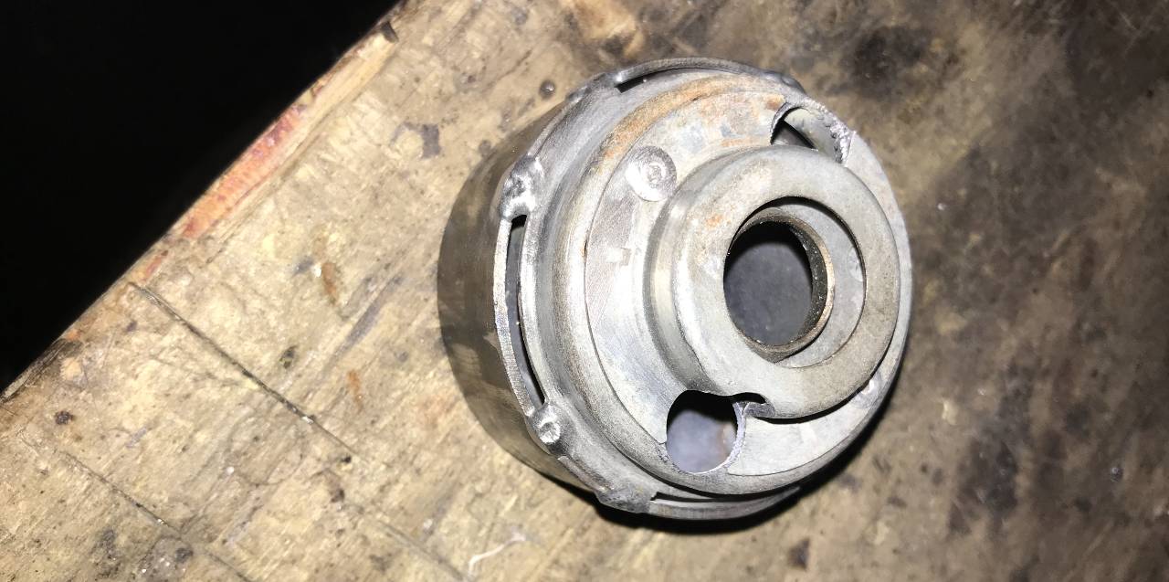 End cap welded on to mount
