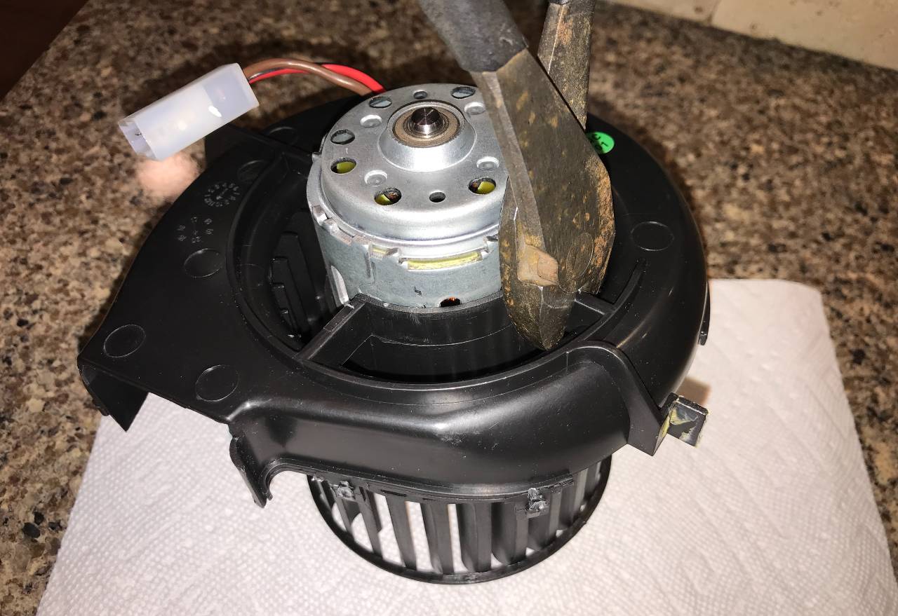 Cut blower motor housing with side-cutters